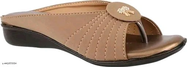 Unique Trendy Women New Flats Heels Unique Ladies Women Slippers Girls Wages Party Wear Sexy Stylish Summer Block Heeled Sandals Brown Women Fashion - 5