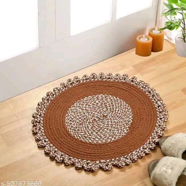 Soft & Thick PP Doormat (45cms Round) Pack of 1 for kitchen & living room(BROWN)