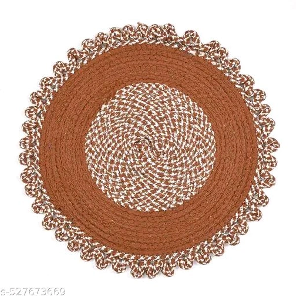 Soft & Thick PP Doormat (45cms Round) Pack of 1 for kitchen & living room(BROWN)