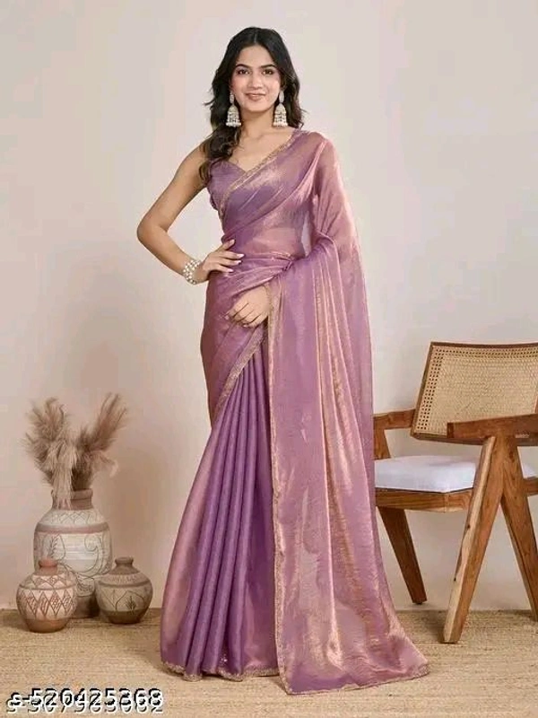 Solid Beads and Stones Two - Tone Party Wear Saree