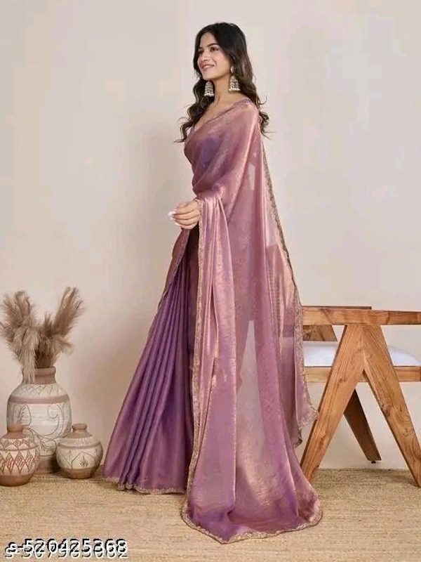 Solid Beads and Stones Two - Tone Party Wear Saree