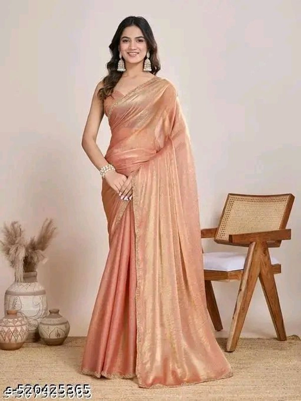 Solid Beads and Stones Two - Tone Party Wear Saree