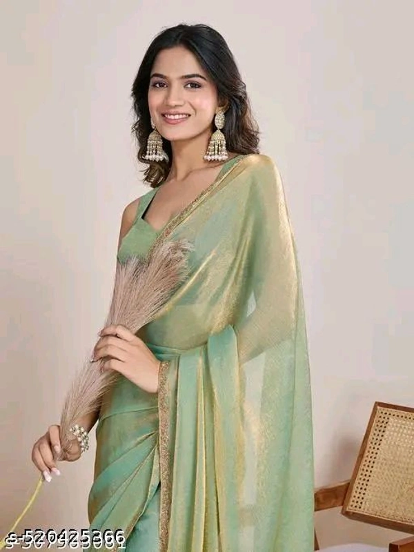 Solid Beads and Stones Two - Tone Party Wear Saree
