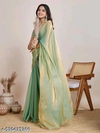 Solid Beads and Stones Two - Tone Party Wear Saree