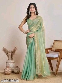 Solid Beads and Stones Two - Tone Party Wear Saree