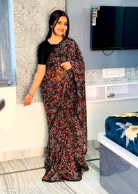 Premium quality saree || Georgette printed saree || Saree with lace border|| Designer georgette saree || Elegant printed saree || #Stylis