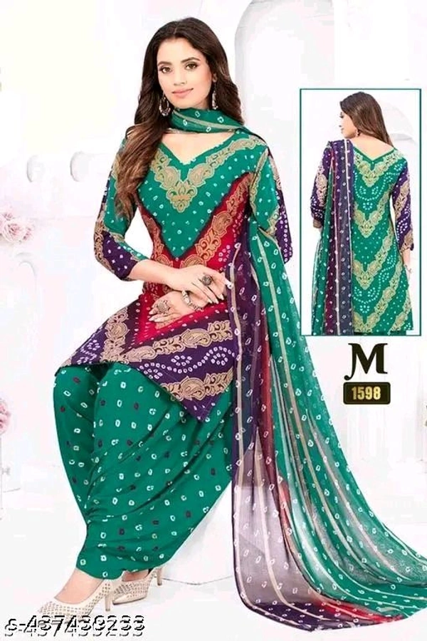 Polyster/Crepe fabric-Women's Printed Suits & Dress Materials with Dupatta