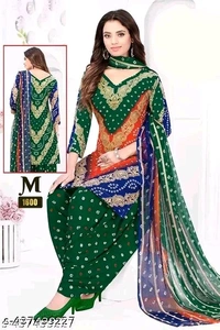 Polyster/Crepe fabric-Women's Printed Suits & Dress Materials with Dupatta