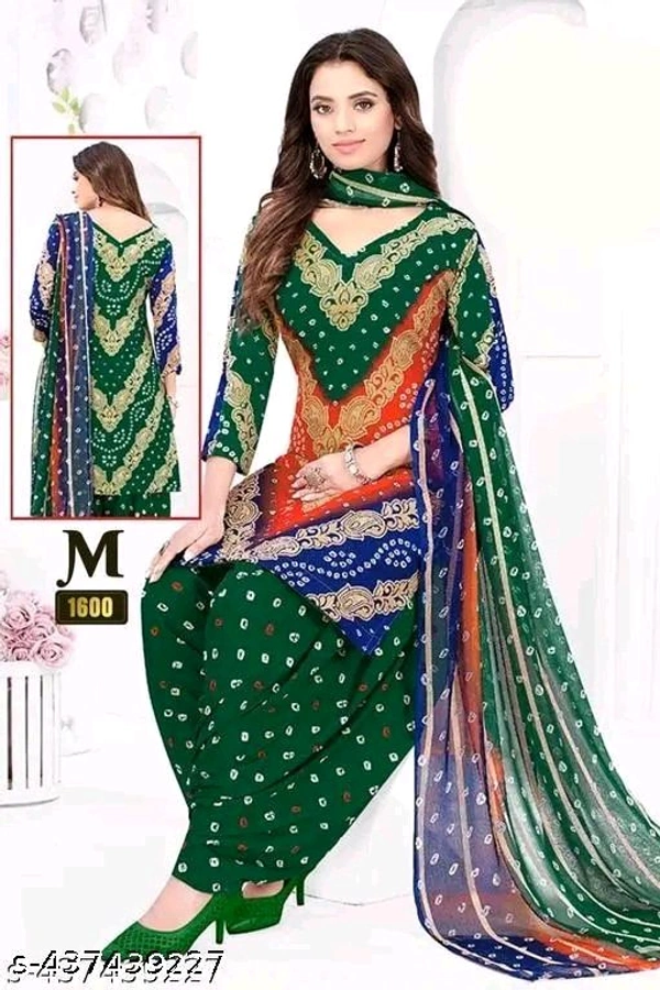 Polyster/Crepe fabric-Women's Printed Suits & Dress Materials with Dupatta