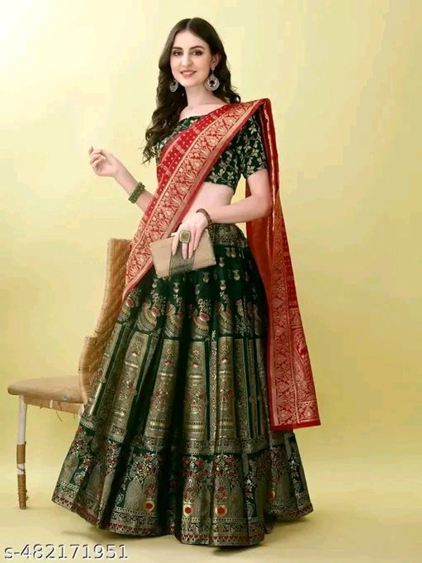 banarasi art silk  jacuard   lehenga choli  with  women  wedding party