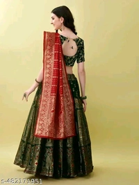 banarasi art silk  jacuard   lehenga choli  with  women  wedding party