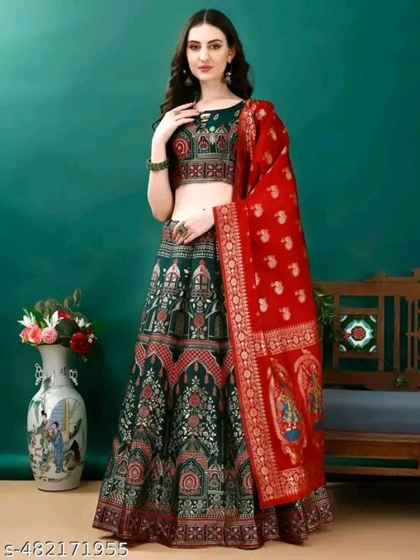 banarasi art silk  jacuard   lehenga choli  with  women  wedding party