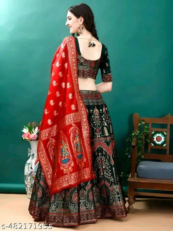 banarasi art silk  jacuard   lehenga choli  with  women  wedding party
