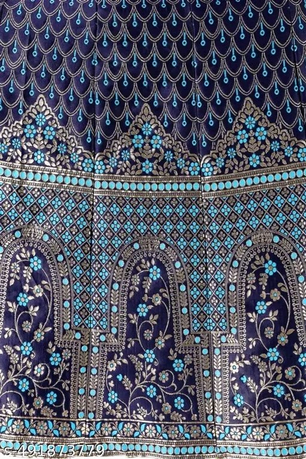 Navy Blue and Turquoise Banarasi Silk Work Lehnega Choli with Dupatta For Marriage,Holi,Navaratri,Engagement Parties or Bridal Showers,Anniversaries, Birthday,Reception,Sangeet or Mehendi