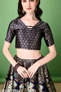 Navy Blue and Turquoise Banarasi Silk Work Lehnega Choli with Dupatta For Marriage,Holi,Navaratri,Engagement Parties or Bridal Showers,Anniversaries, Birthday,Reception,Sangeet or Mehendi