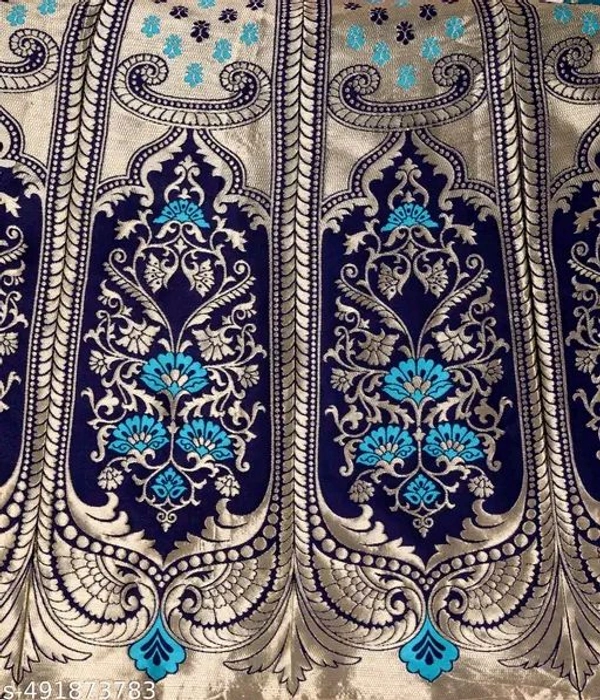 Navy Blue and Turquoise Banarasi Silk Work Lehnega Choli with Dupatta For Marriage,Holi,Navaratri,Engagement Parties or Bridal Showers,Anniversaries, Birthday,Reception,Sangeet or Mehendi