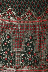 Green and Red Banarasi Silk Work Lehnega Choli with Dupatta For Marriage,Holi,Navaratri,Engagement Parties or Bridal Showers,Anniversaries, Birthday,Reception,Sangeet or Mehendi