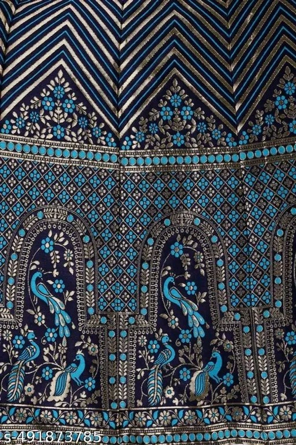 Navy Blue and Turquoise Banarasi Silk Work Lehnega Choli with Dupatta For Marriage,Holi,Navaratri,Engagement Parties or Bridal Showers,Anniversaries, Birthday,Reception,Sangeet or Mehendi