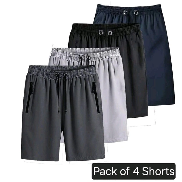 Combo of 4 Men's Stretchable Cotton Shorts - M