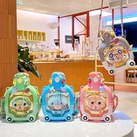 Cute Sipper Water Bottle with Straw and Strap