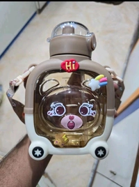 Cute Sipper Water Bottle with Straw and Strap