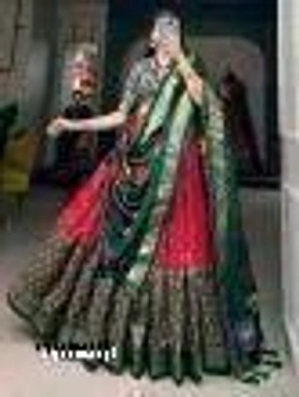 Women's Floral & Patola Print With Foil Work Tussar Silk Ethnic wear