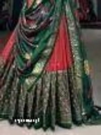 Women's Floral & Patola Print With Foil Work Tussar Silk Ethnic wear