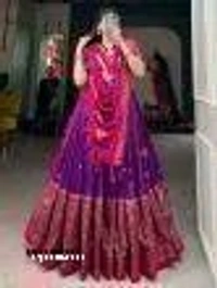 Women's Floral & Patola Print With Foil Work Tussar Silk Ethnic wear