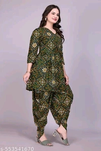 Women's Stylish Trendy Same Tone Bandhani Top & Bottom Set - S