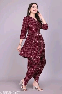 Women's Stylish Trendy Same Tone Bandhani Top & Bottom Set - Xs
