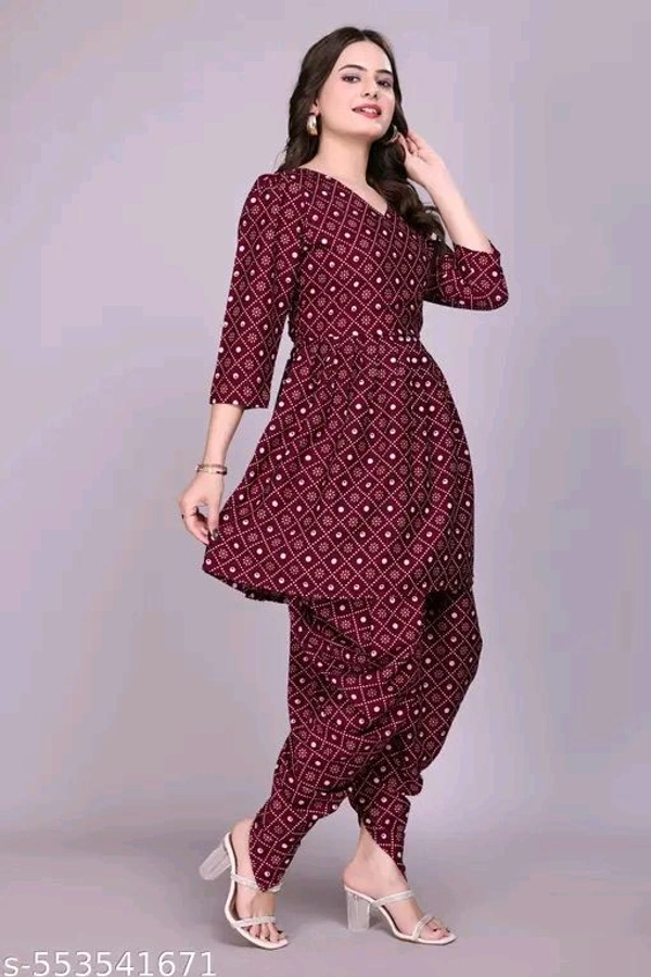 Women's Stylish Trendy Same Tone Bandhani Top & Bottom Set - Xs