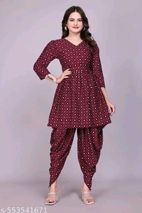 Women's Stylish Trendy Same Tone Bandhani Top & Bottom Set - L