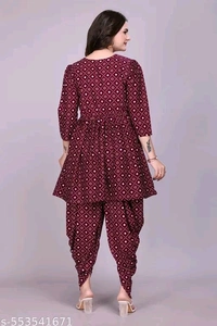 Women's Stylish Trendy Same Tone Bandhani Top & Bottom Set - L