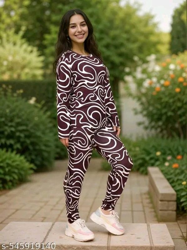 Signatures Swirl Lounge Set with Pockets – Burgundy & White - Xl