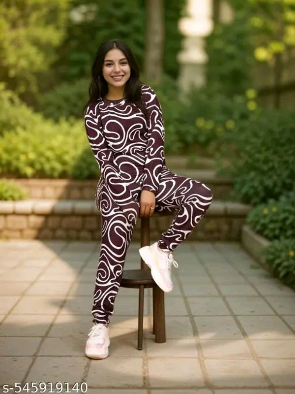Signatures Swirl Lounge Set with Pockets – Burgundy & White - Xl