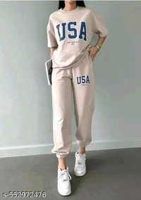 Womens Round Neck Half Sleeve Printed Women Top & Bottom Sets - Xs
