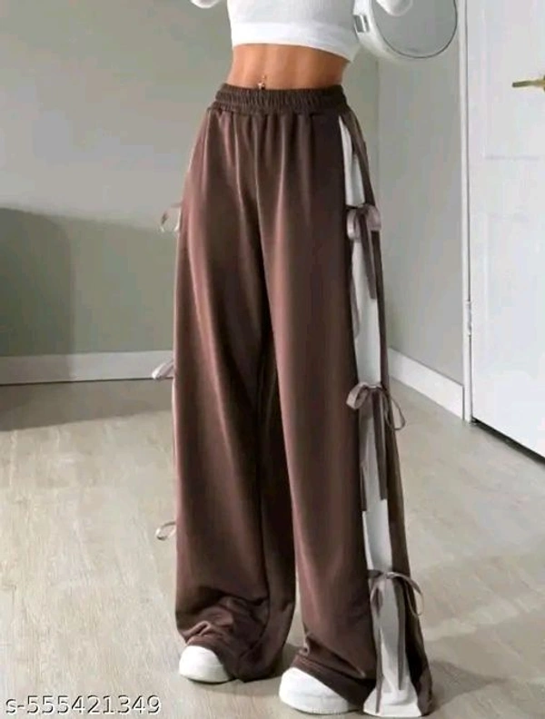 Blooming kurtas women's Bow-Tie Wide Leg Pants,With Side Strips, Skin-Frindly Comfortable Loungewear  - S