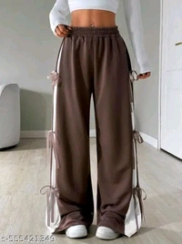 Blooming kurtas women's Bow-Tie Wide Leg Pants,With Side Strips, Skin-Frindly Comfortable Loungewear  - S