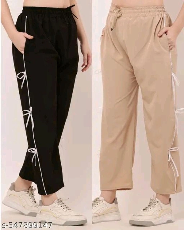 OM COLLECTION NEW TRENDING SIDE FLOWER DESIGN STRIPES NS PANT FOR WOMEN NEW TROUSER PANT FOR WOMEN & GIRLS - Xl