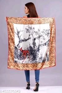 AXOLOTL Satin Silky Elegant Women Digital Print Scarf