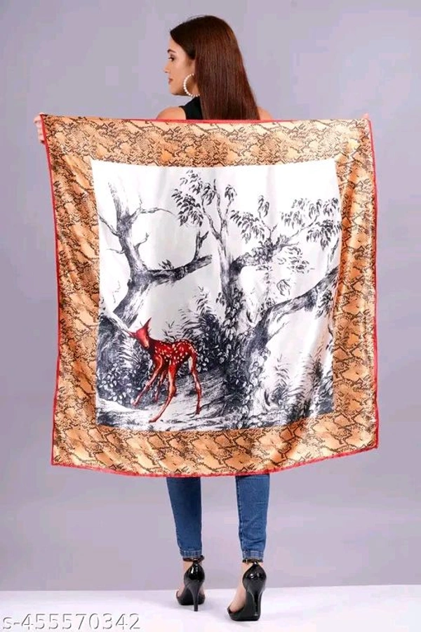AXOLOTL Satin Silky Elegant Women Digital Print Scarf