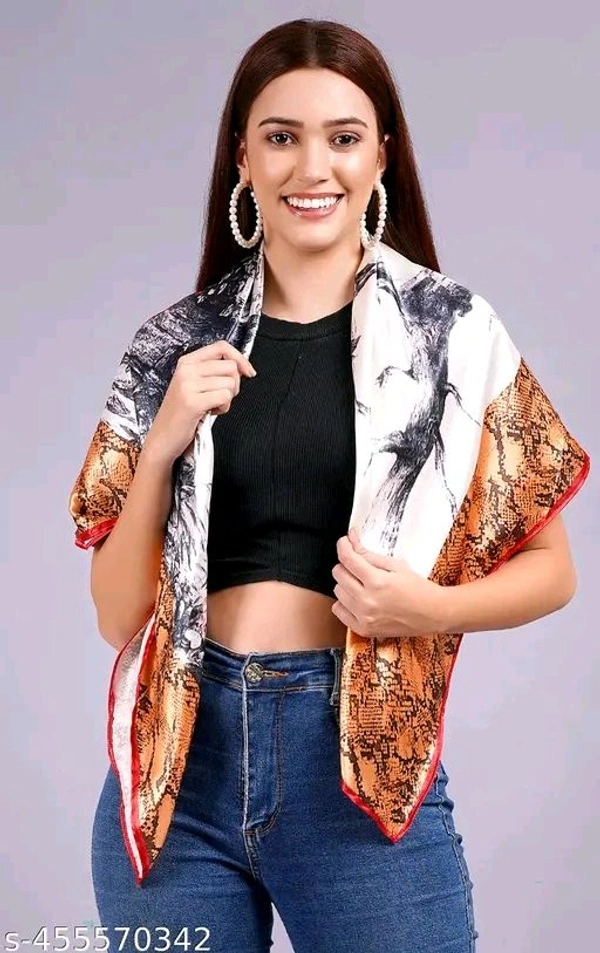 AXOLOTL Satin Silky Elegant Women Digital Print Scarf