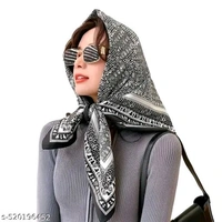 AVANTE Women's Printed Shiny Dubai Style Luxury Floral Pattern Satin Head Scarf - Neck Scarf (Square)