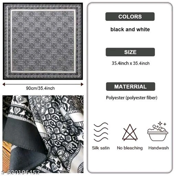 AVANTE Women's Printed Shiny Dubai Style Luxury Floral Pattern Satin Head Scarf - Neck Scarf (Square)