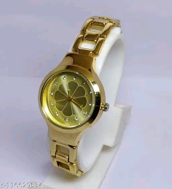 Unique Flower Designer Round Dial Attractive Metal Belt Analog Watches for Women
