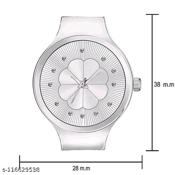 Unique Flower Designer Round Dial Attractive Metal Belt Analog Watches for Women