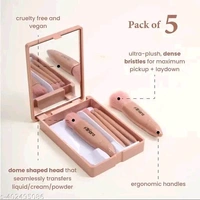 Minara Makeup Brush Applicator Set of 5 with Mirror (Nude Colour)
