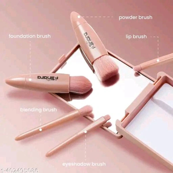 Minara Makeup Brush Applicator Set of 5 with Mirror (Nude Colour)