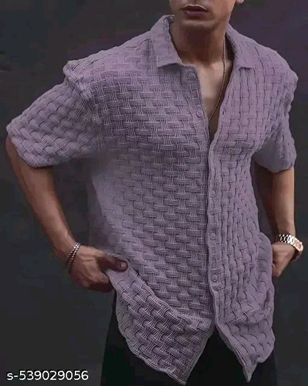 MORE N MORE TRENDZ Men Slim Fit Plain Chattai Design Casual Shirt For Men - L