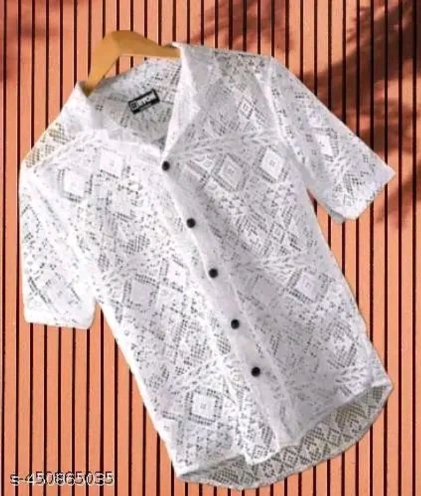 NET HALF SLEEVE MEN'S COLLAGE BOY SHIRTS - S